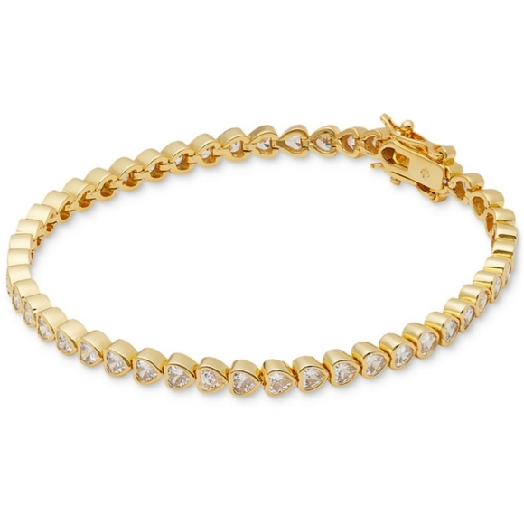 NWT Kate Spade Gold-Tone Cubic Zirconia Heart Tennis Bracelet - Picture 4 of 9